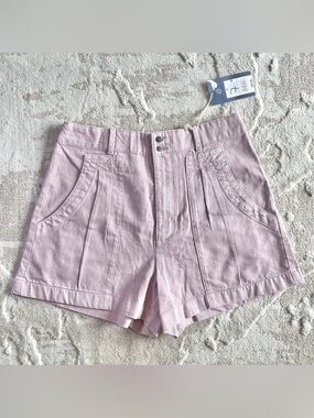 NWT Universal Thread Pastel Pink High-Waist Pleated Shorts 100% Cotton Size 6